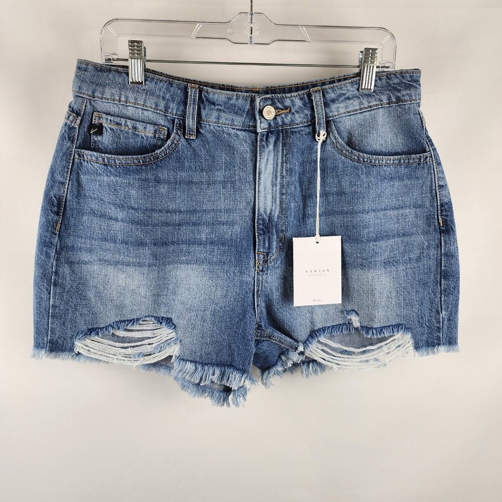 Kancan Shorts Women 11/29 Blue Ivanna Ultra High Rise Mom Denim Short (29x3) NWT